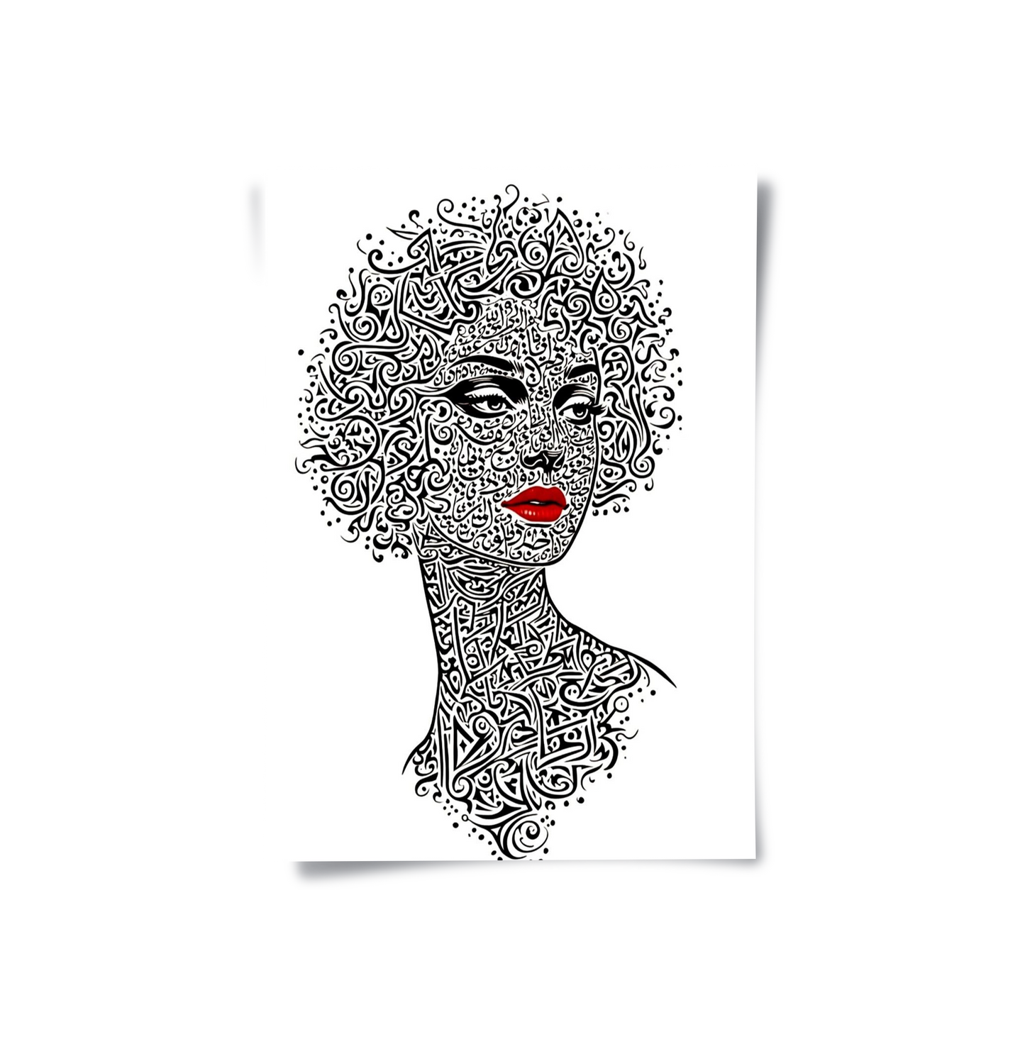2Arabic Calligraphy Woman Portrait - Poster