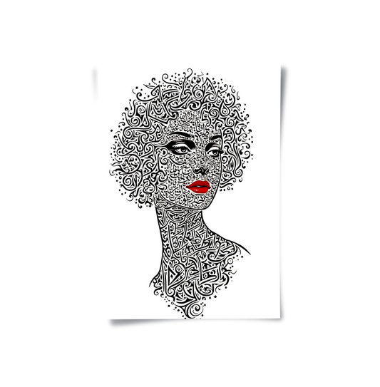 Arabic Calligraphy Woman Portrait - Poster