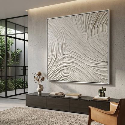 Modern 'Arctic Flow' abstract art with a high-gloss resin finish, premium cooling wall decor available in the UAE.