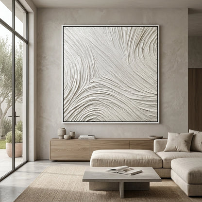 Hand-blown 'Arctic Flow' glass vase with a frosted gradient and ripple texture, a sophisticated artisanal accessory for a high-end UAE home.