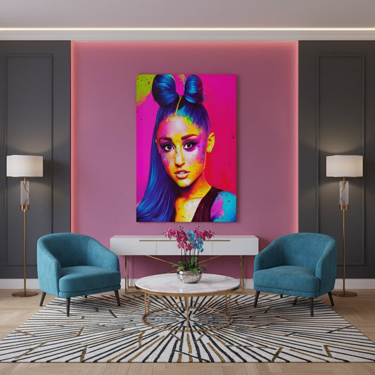 Ariana Grande Neon Pop Art - Canvas