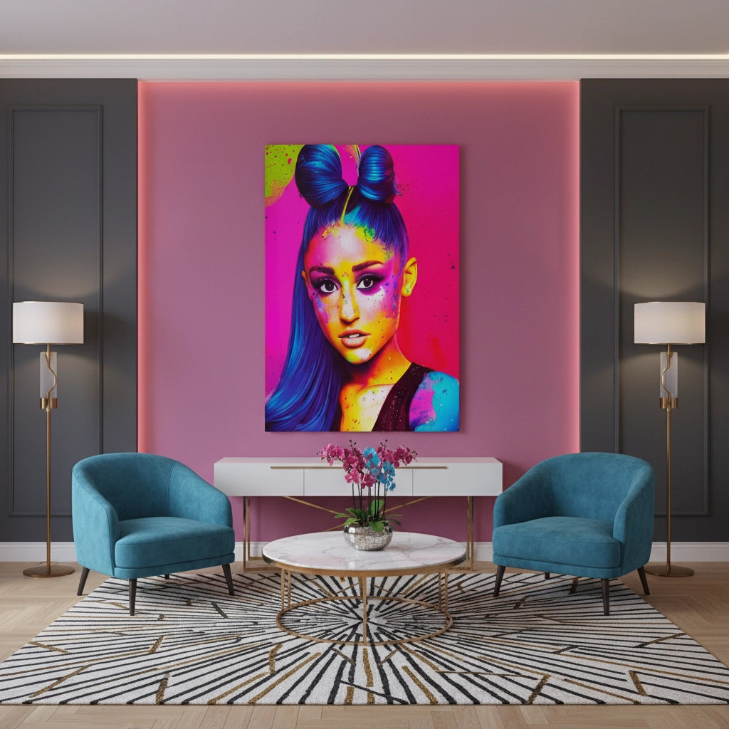2Ariana Grande Neon Pop Art - Canvas