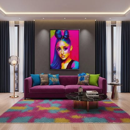 Ariana Grande Neon Pop Art - Canvas