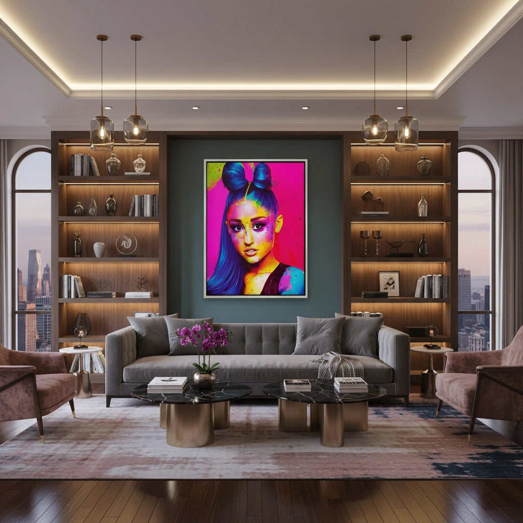 2Ariana Grande Neon Pop Art - Canvas