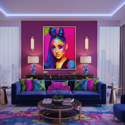 Ariana Grande Neon Pop Art - Canvas