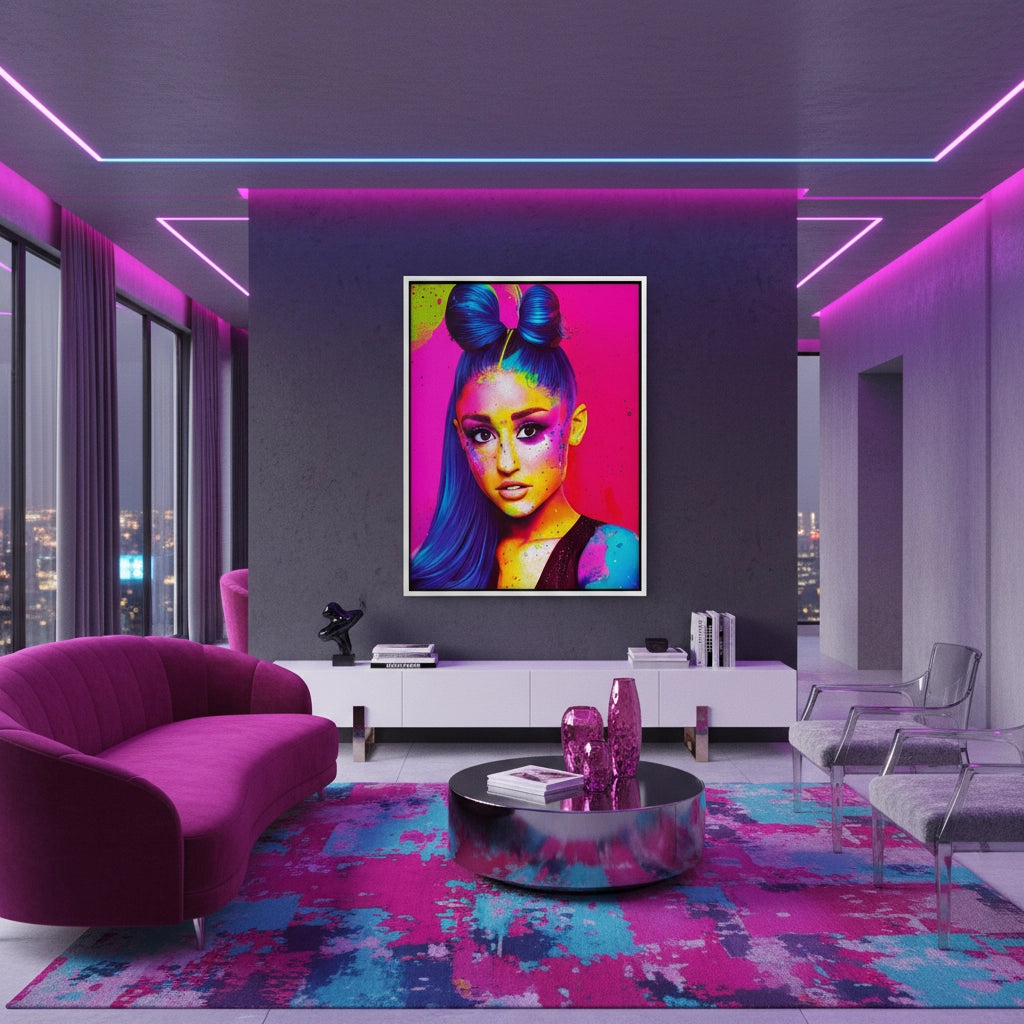 2Ariana Grande Neon Pop Art - Canvas
