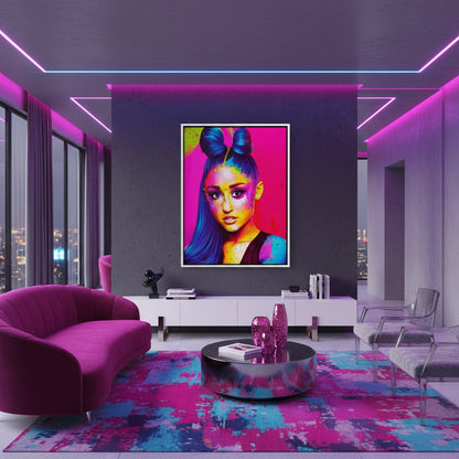 Ariana Grande Neon Pop Art - Canvas