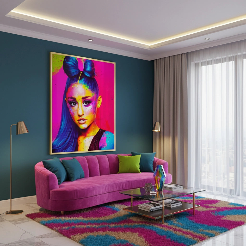 2Ariana Grande Neon Pop Art - Fine Art