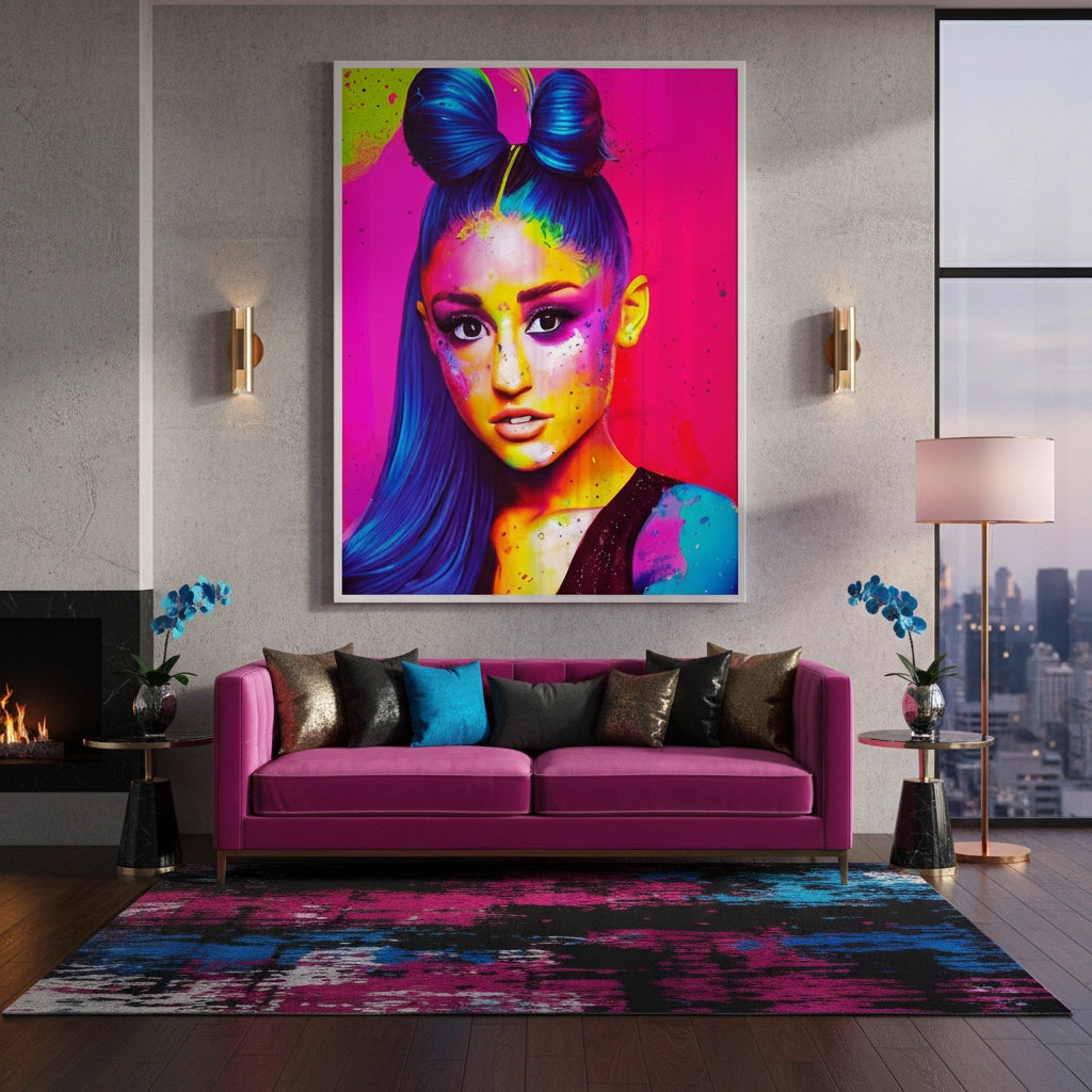 2Ariana Grande Neon Pop Art - Fine Art