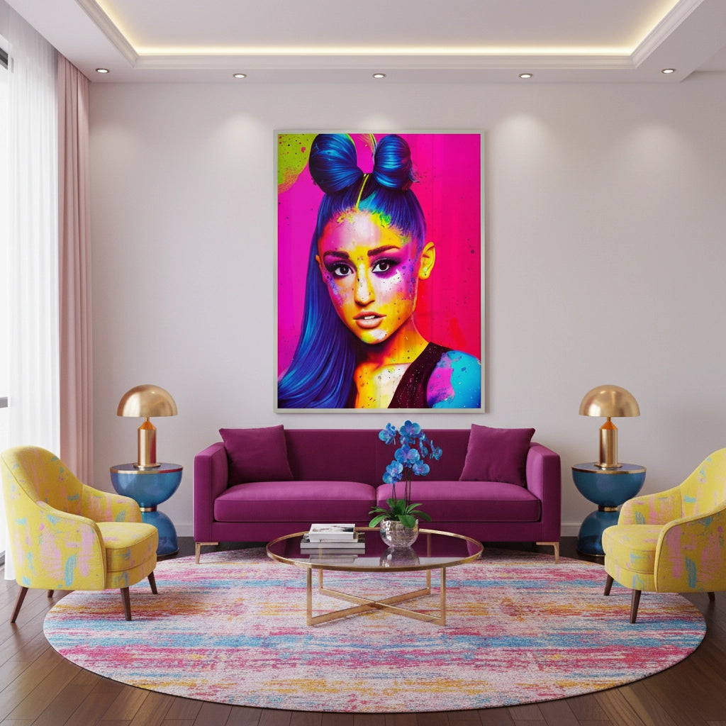 2Ariana Grande Neon Pop Art - Fine Art