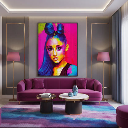 Ariana Grande Neon Pop Art - Fine Art