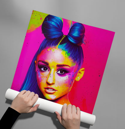 Ariana Grande Neon Pop Art - Poster