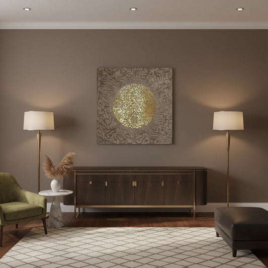 Ayatul Kursi Golden Sphere - Canvas