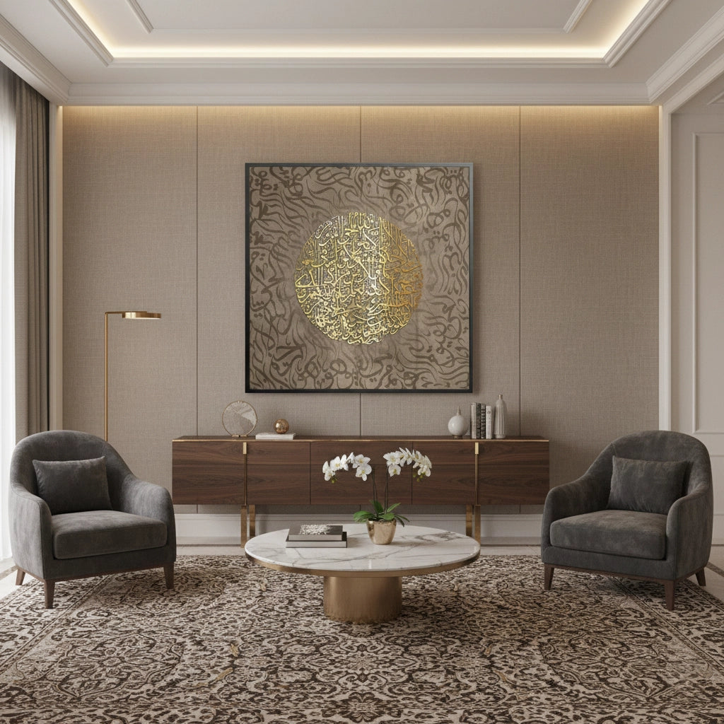 Ayatul Kursi Golden Sphere - Fine Art