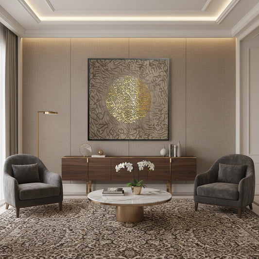 Ayatul Kursi Golden Sphere - Fine Art