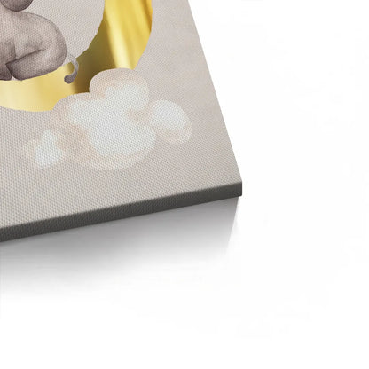 Baby Elephant on Gold Moon - Canvas