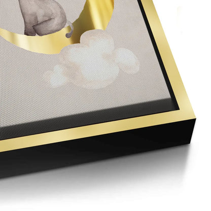 Baby Elephant on Gold Moon - Canvas