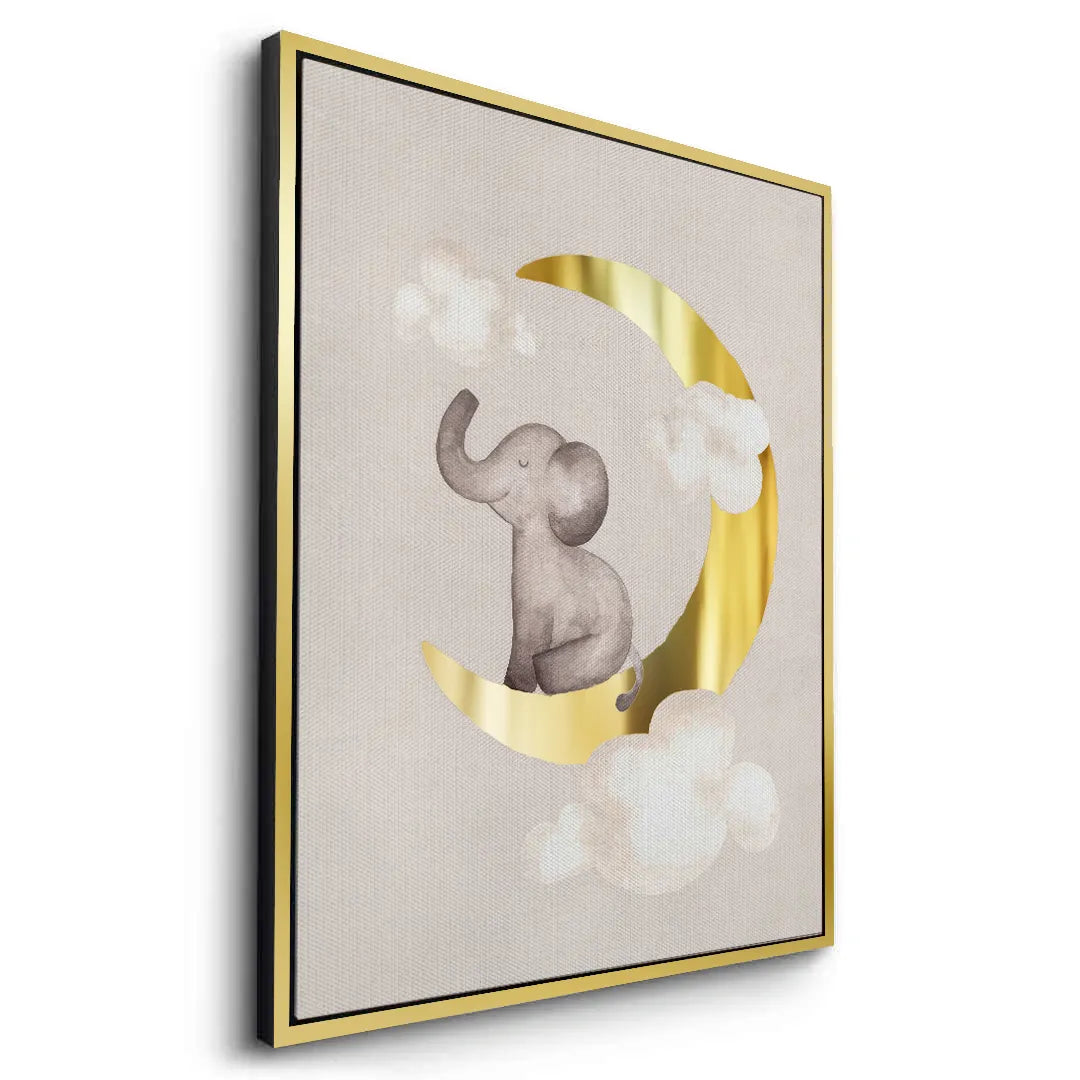 2Baby Elephant on Gold Moon - Canvas
