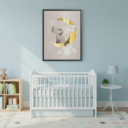 Baby Elephant on Gold Moon - Canvas