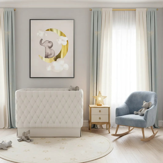 Baby Elephant on Gold Moon - Fine Art