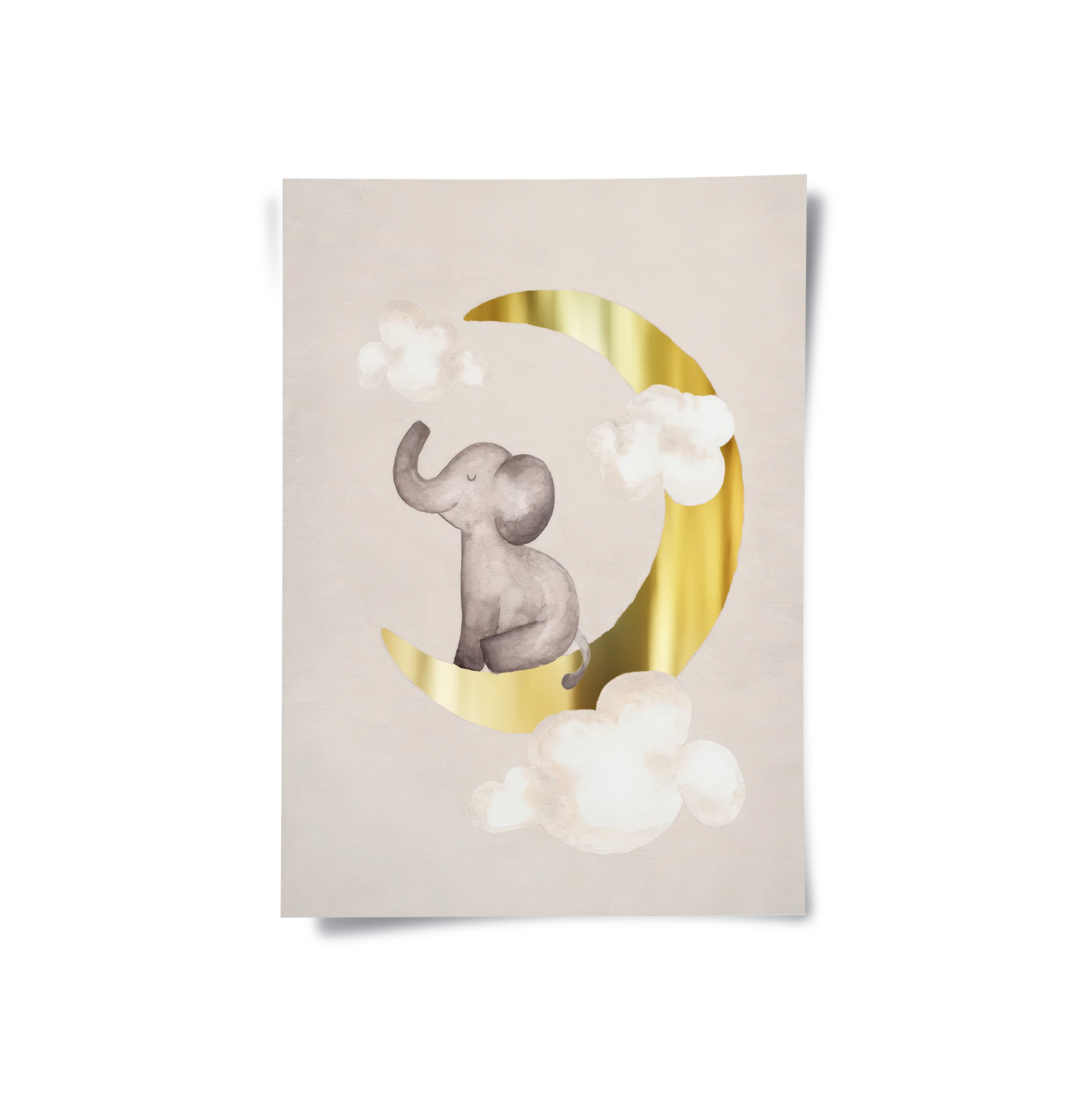 2Baby Elephant on Gold Moon - Poster