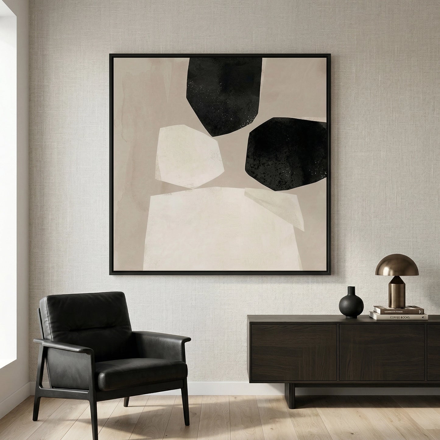 2Abstract Balance in Neutral canvas with balanced shapes and earthy tones for contemporary décor
