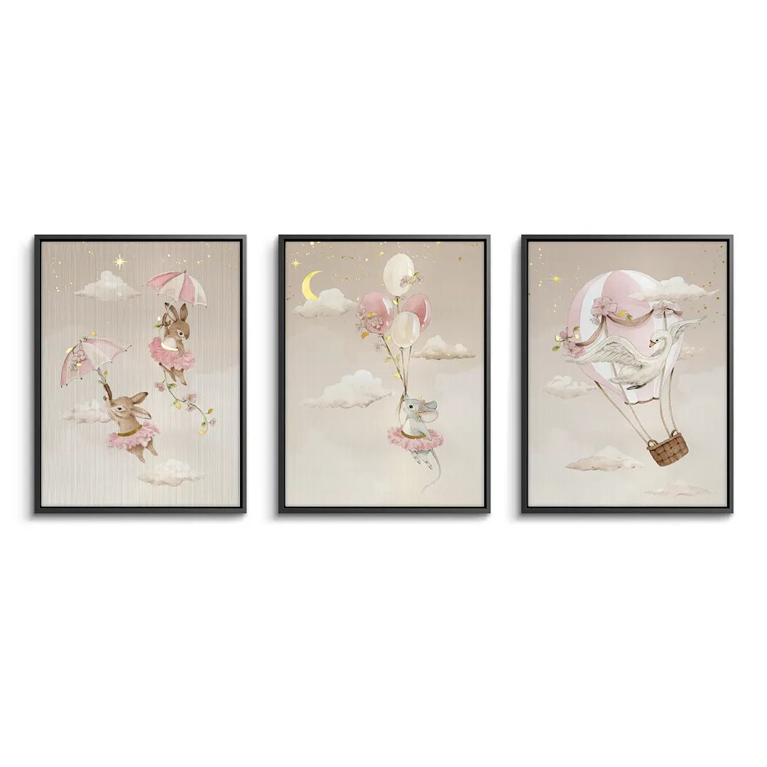 2Ballerina Animal Nursery Set of 3 - Canvas