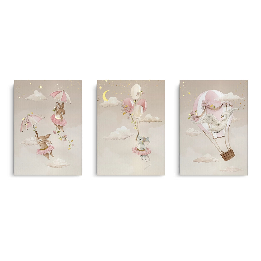 2Ballerina Animal Nursery Set of 3 - Canvas