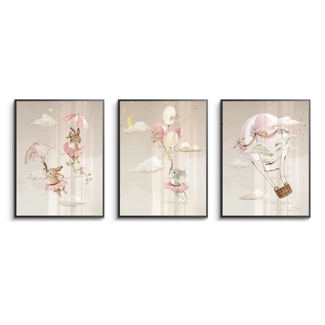 2Ballerina Animal Nursery Set of 3 - Fine Art