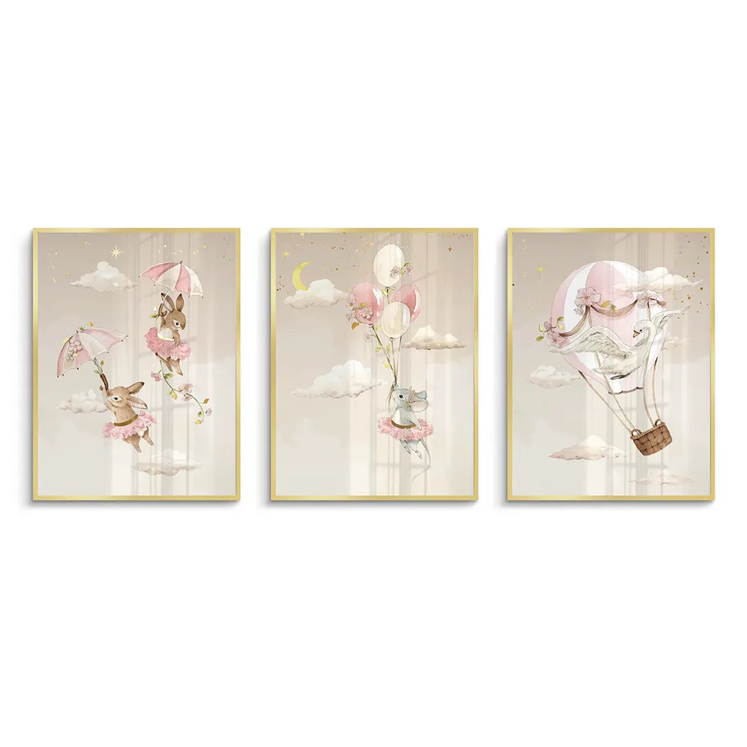 2Ballerina Animal Nursery Set of 3 - Fine Art