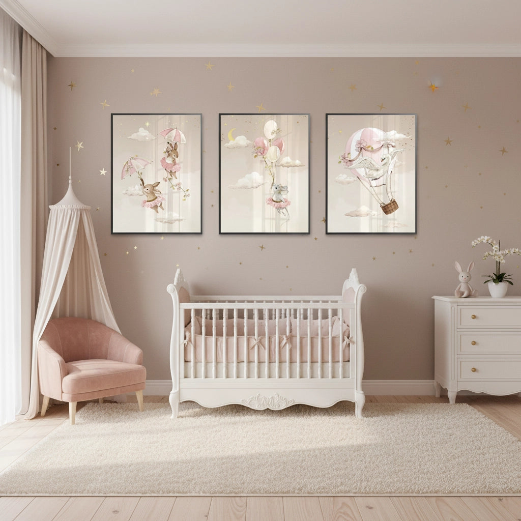 2Ballerina Animal Nursery Set of 3 - Fine Art