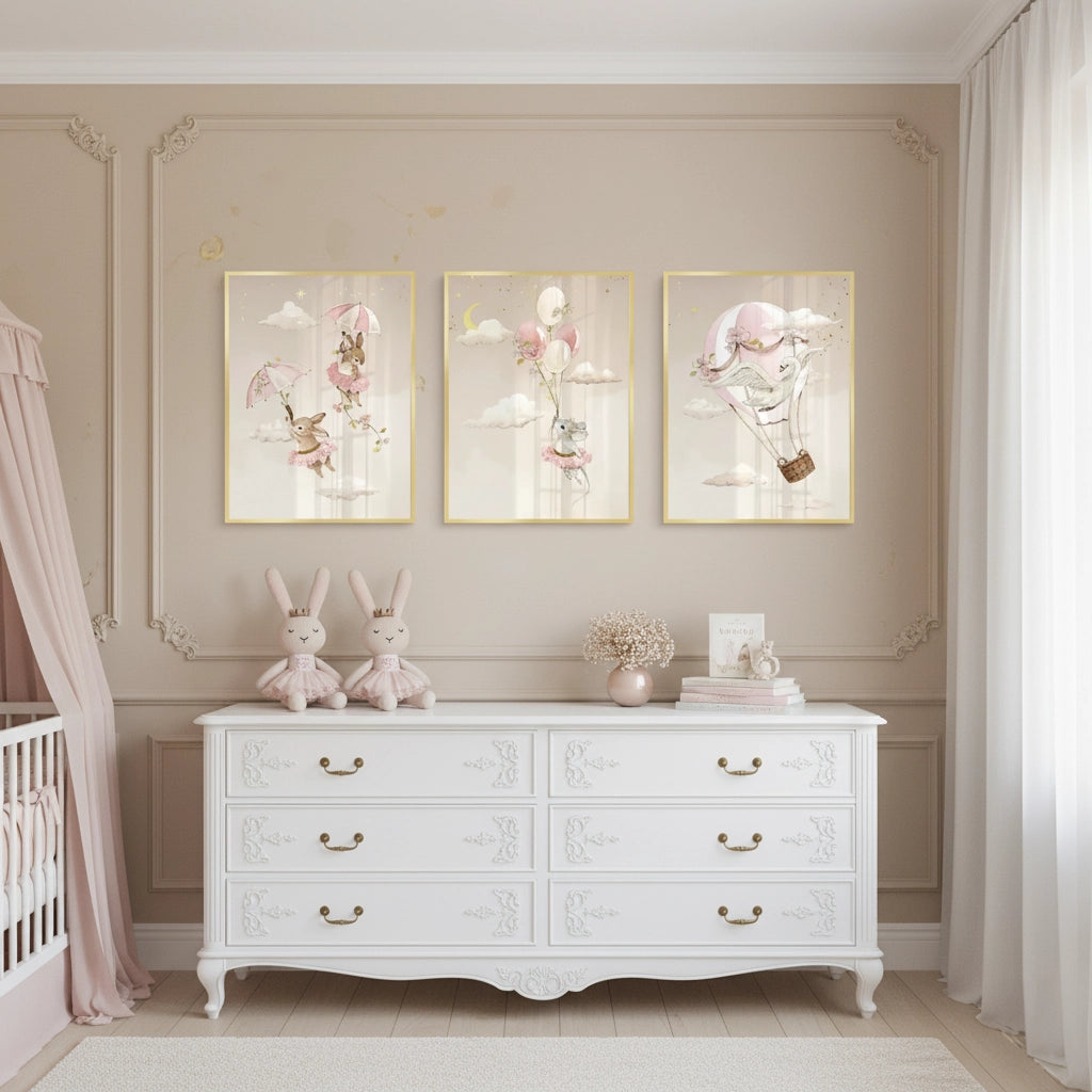2Ballerina Animal Nursery Set of 3 - Fine Art