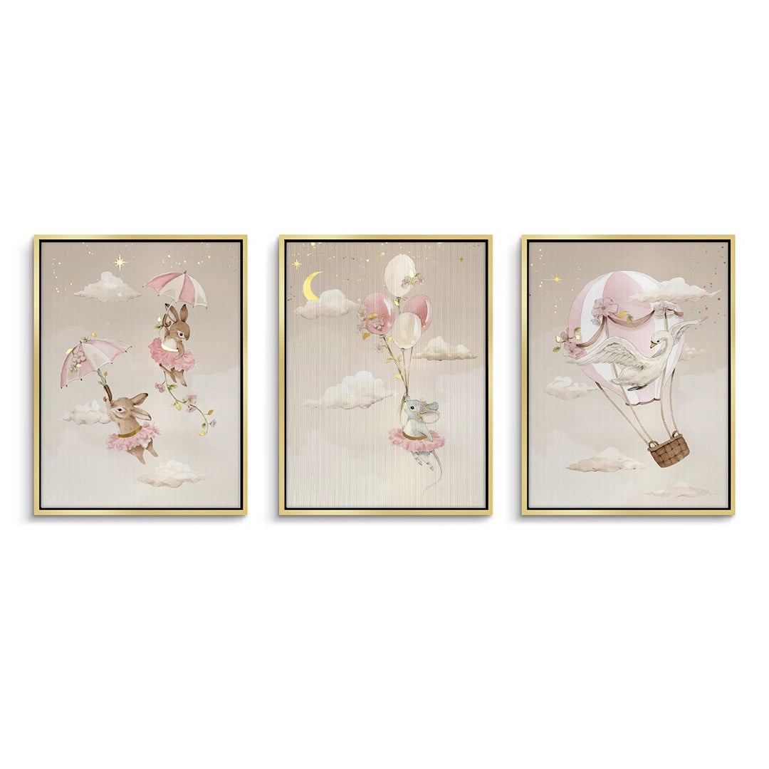 2Ballerina Animal Nursery Set of 3 - Canvas