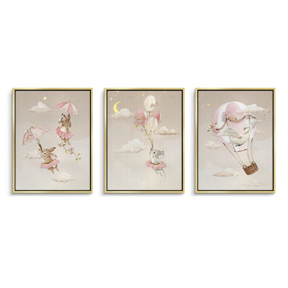 Ballerina Animal Nursery Set of 3 - Canvas