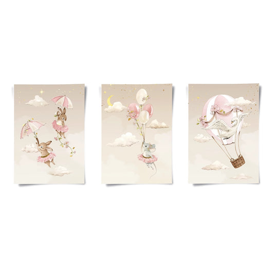 Ballerina Animal Nursery Set of 3 - Poster