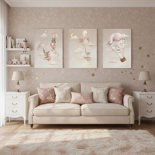 Ballerina Animal Nursery Set of 3 - Canvas