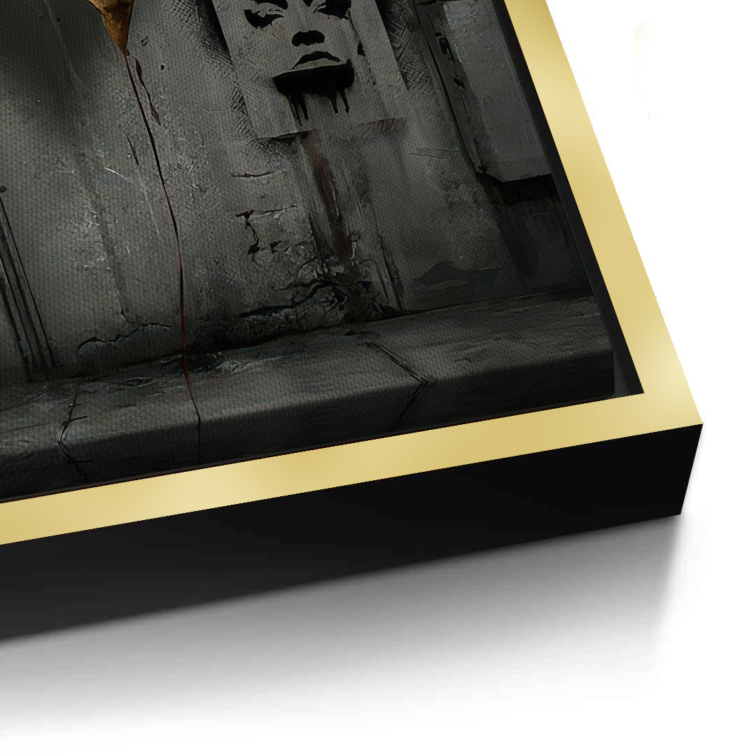 2Banksy Inspired Gold Heart - Canvas