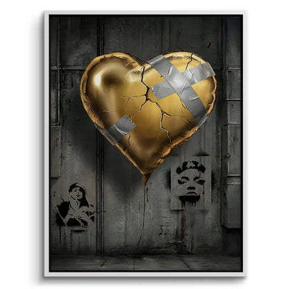 Banksy Inspired Gold Heart - Canvas
