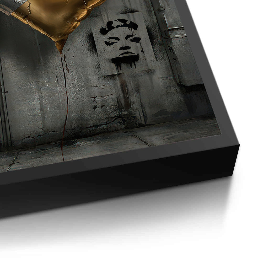 2Banksy Inspired Gold Heart - Fine Art