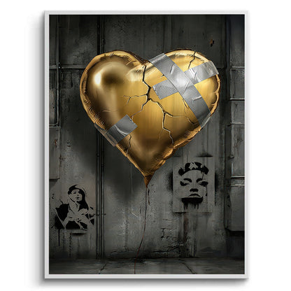Banksy Inspired Gold Heart - Fine Art