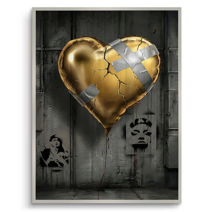 Banksy Inspired Gold Heart - Fine Art