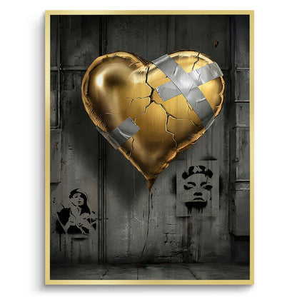 Banksy Inspired Gold Heart - Fine Art