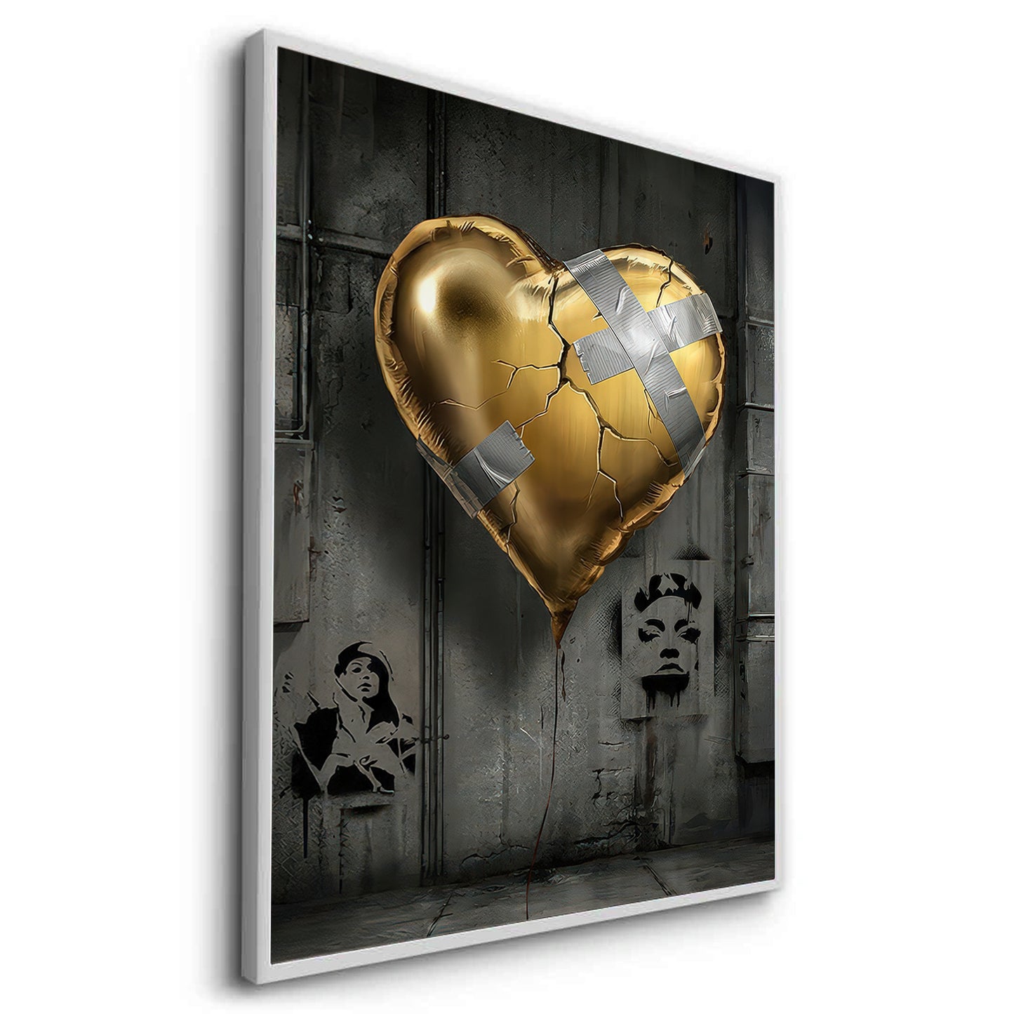 2Banksy Inspired Gold Heart - Fine Art