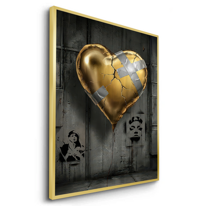 Banksy Inspired Gold Heart - Fine Art