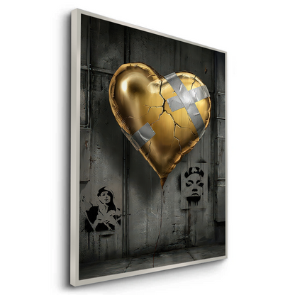 Banksy Inspired Gold Heart - Fine Art