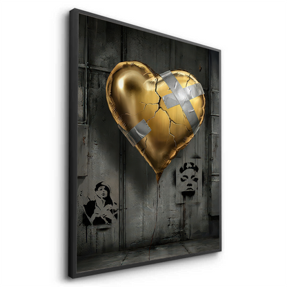 Banksy Inspired Gold Heart - Fine Art