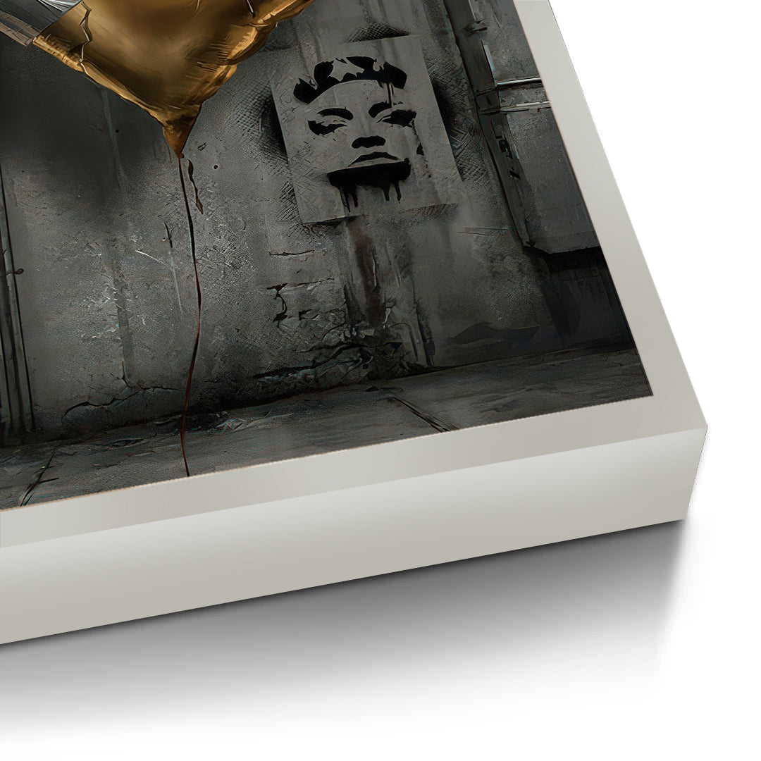 2Banksy Inspired Gold Heart - Fine Art