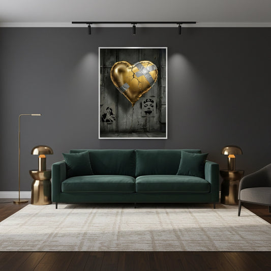 Banksy Inspired Gold Heart - Fine Art