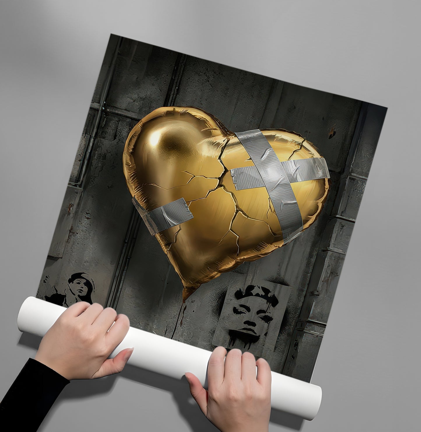 2Banksy Inspired Gold Heart - Poster