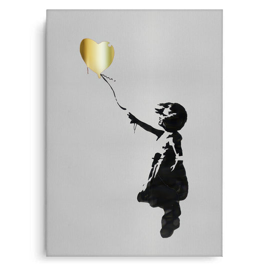 Banksy Style Gold Heart - Canvas